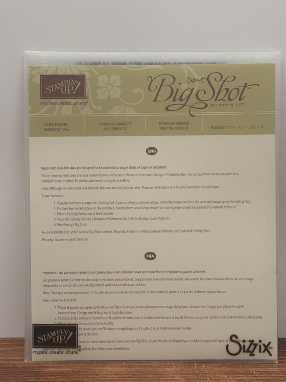STAMPIN' UP! 139664 SNOW FRIENDS FRAMELITS DIES 15 PIECES
